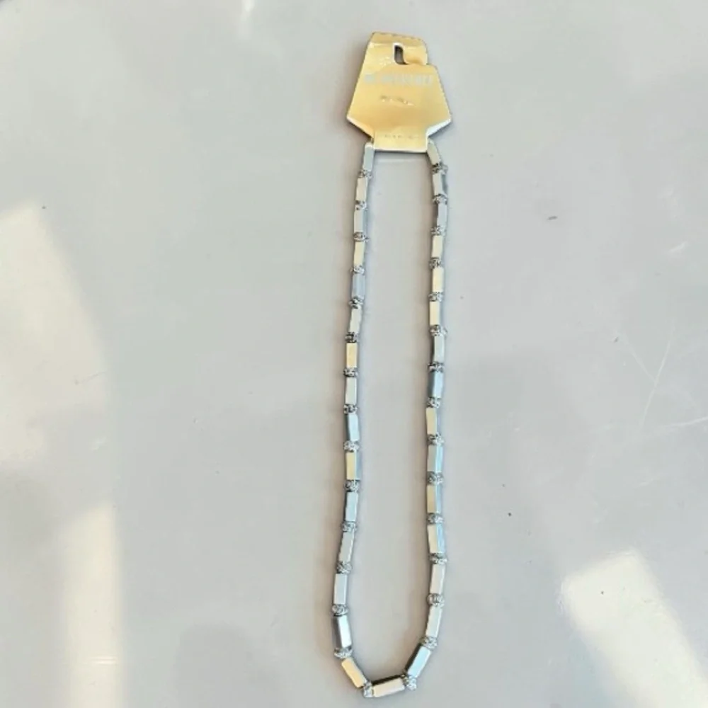Silver‎ Tone Rectangular Bead Necklace - Elegant Women's Jewelry
